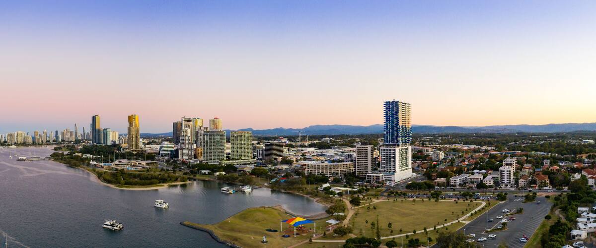 Panorama of Southport and the Gold Coast Broadwater