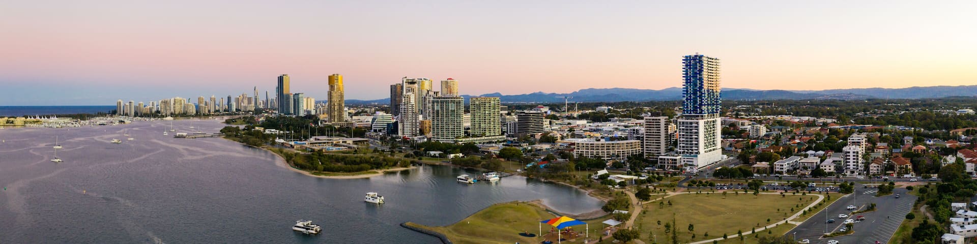 Panorama of Southport and the Gold Coast Broadwater