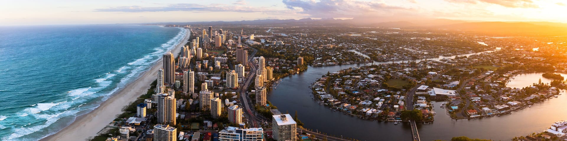 Panorama of Southern Gold Coast looking towards Broadbeach