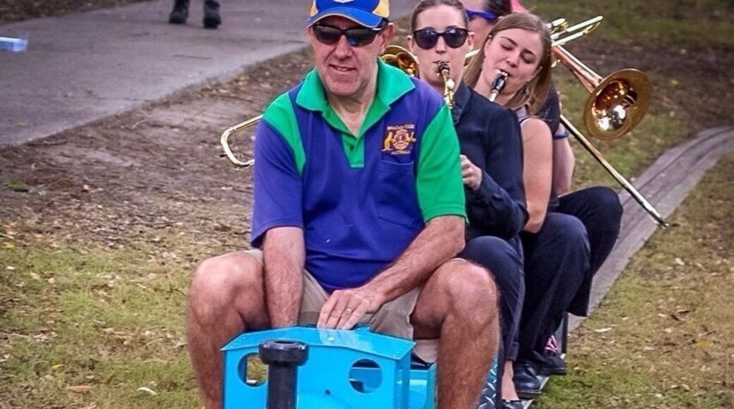 On the 4th Sunday of each month the Bracken Ridge Lions Club run a family friendly train-day. Using miniature Steam and Electric engines carrying people of all ages around an 800mt track. Trust me the adults are more captivated by the small engines than the kids.