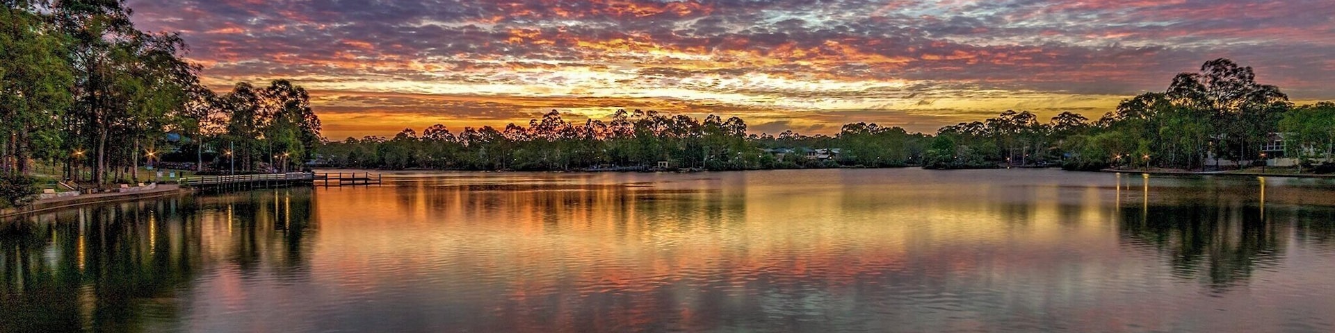 Great skies in forest lake made for an awesome sunset