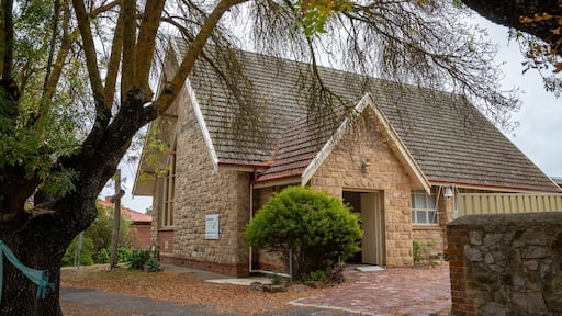 Meadows showing heritage architecture and a church or cathedral