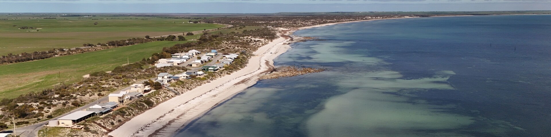 Hardwicke Bay, Yorke Peninsula, South Australia: Aerial View of Coastal Township, White Sandy Beaches, Turquoise Waters, and Scenic Farmland