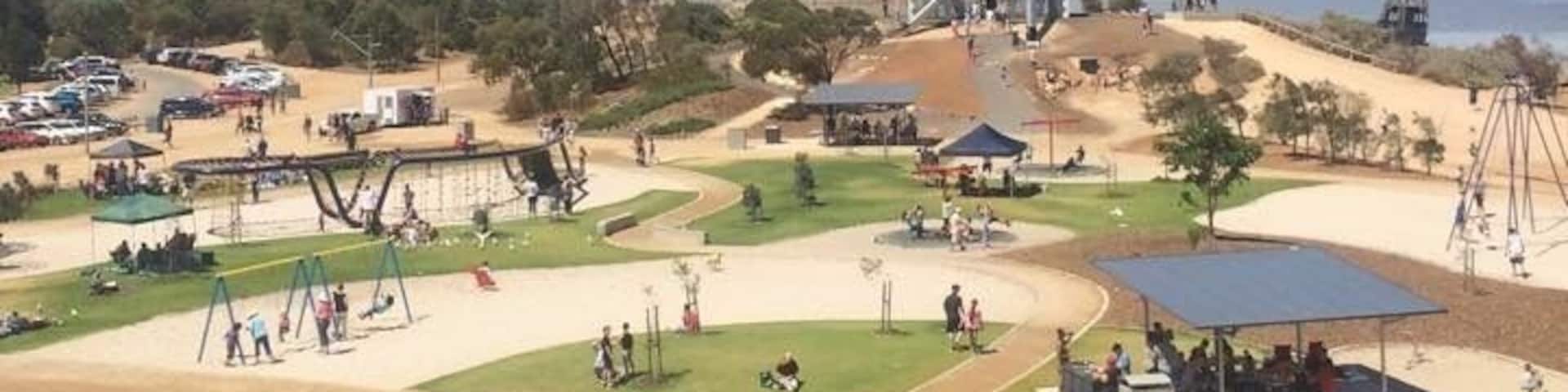 The best place! For kids young and old, the best playground ever! With a sunken ship to climb aboard too. Perfect picnic spot.