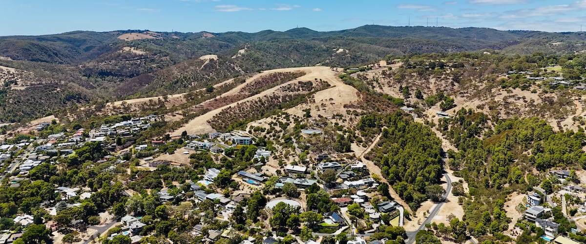 Mount Osmond Lookout, Adelaide, South Australia: Aerial View of town and Hills