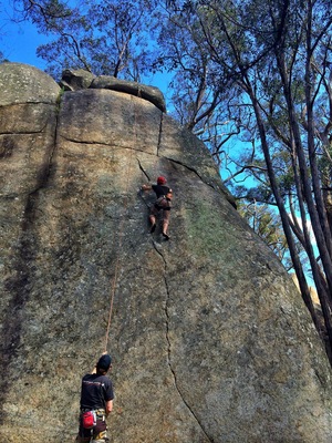 Mount Alexander has some amazing places to test out your climbing skills outside. The climbs range from some easier ones to a few of the more difficult like the one in my photo!