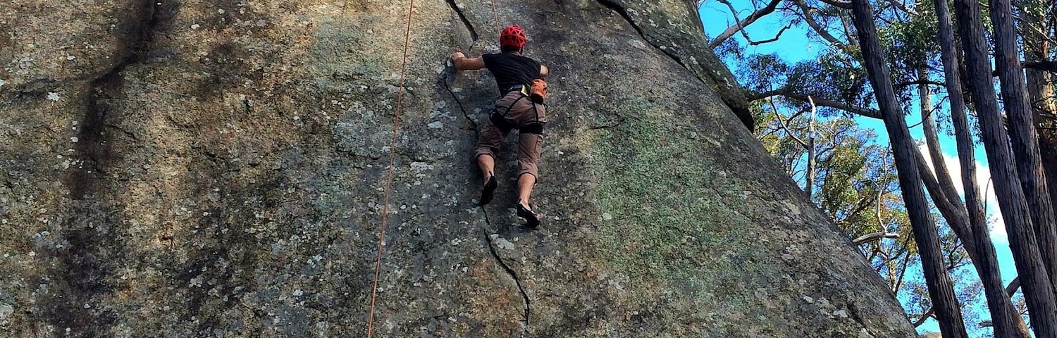 Mount Alexander has some amazing places to test out your climbing skills outside. The climbs range from some easier ones to a few of the more difficult like the one in my photo!