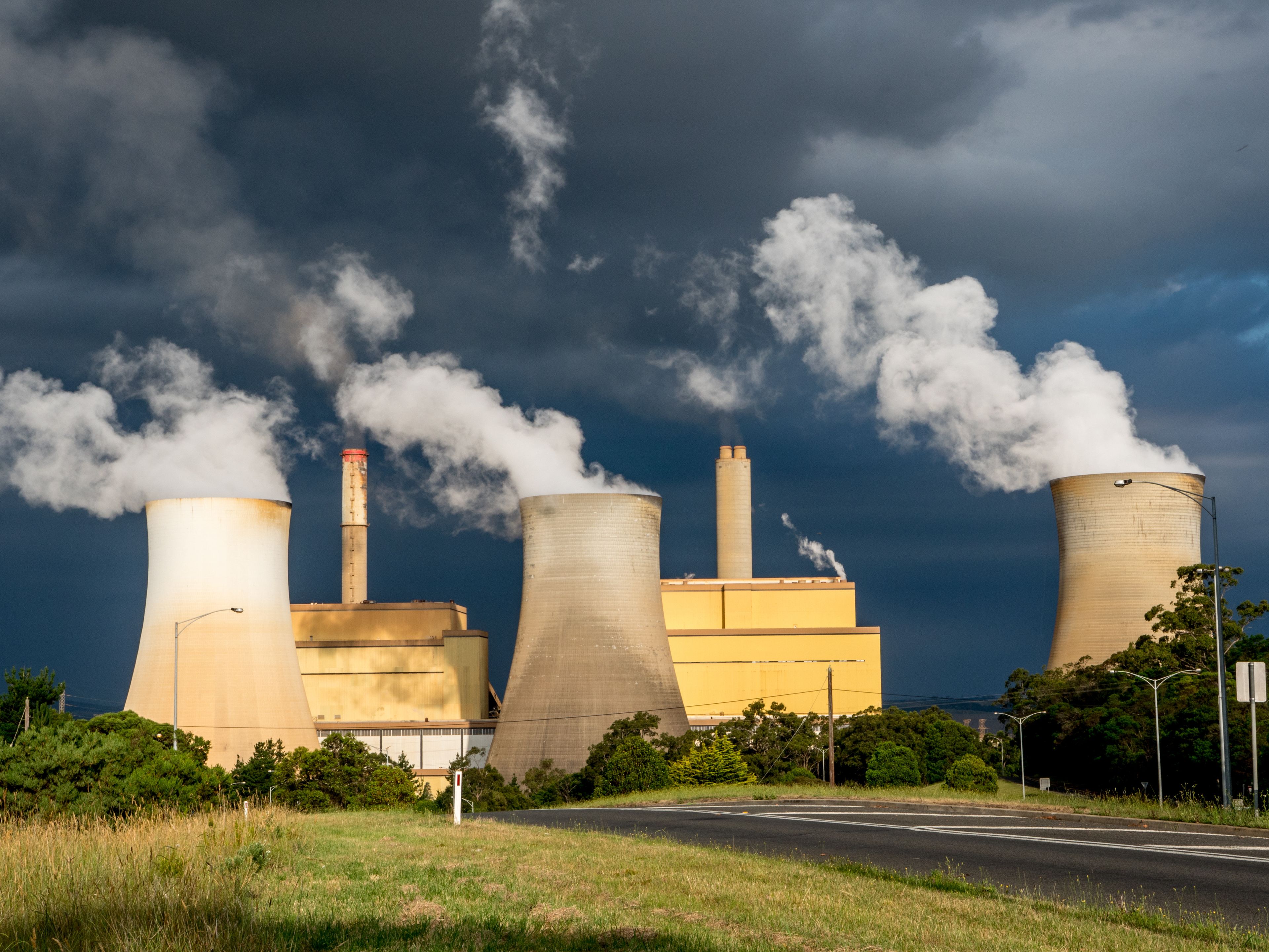 storm behind Yallourn Power Station, Victoria Australia
