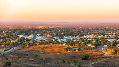 Panorama Charters Towers town Queensland Australia as the sun goes down