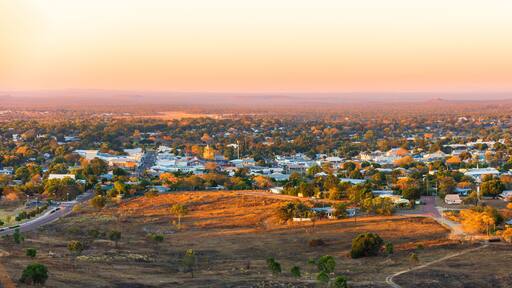 Panorama Charters Towers town Queensland Australia as the sun goes down