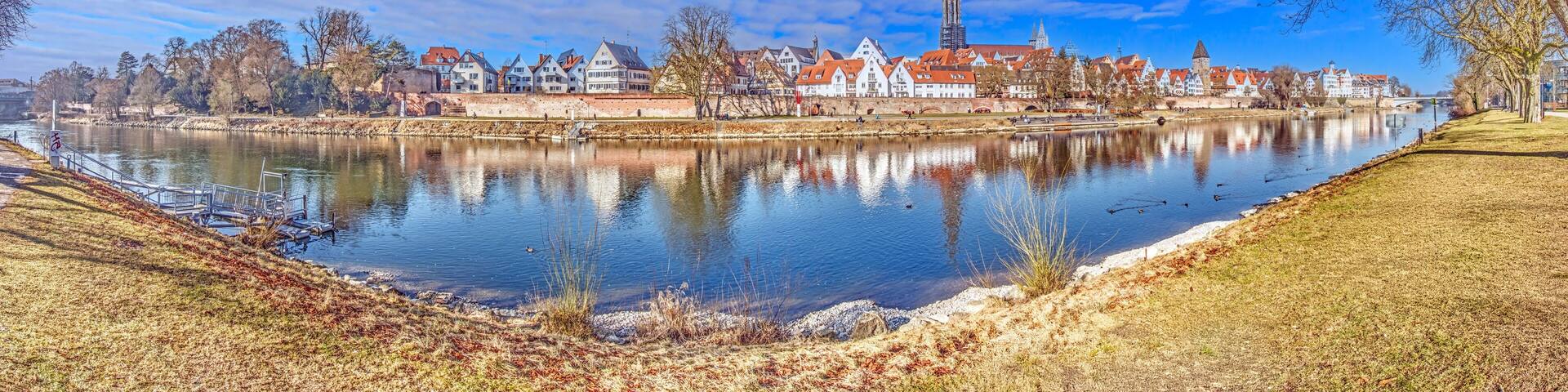 Panorama of Ulm with Danube and cathedral