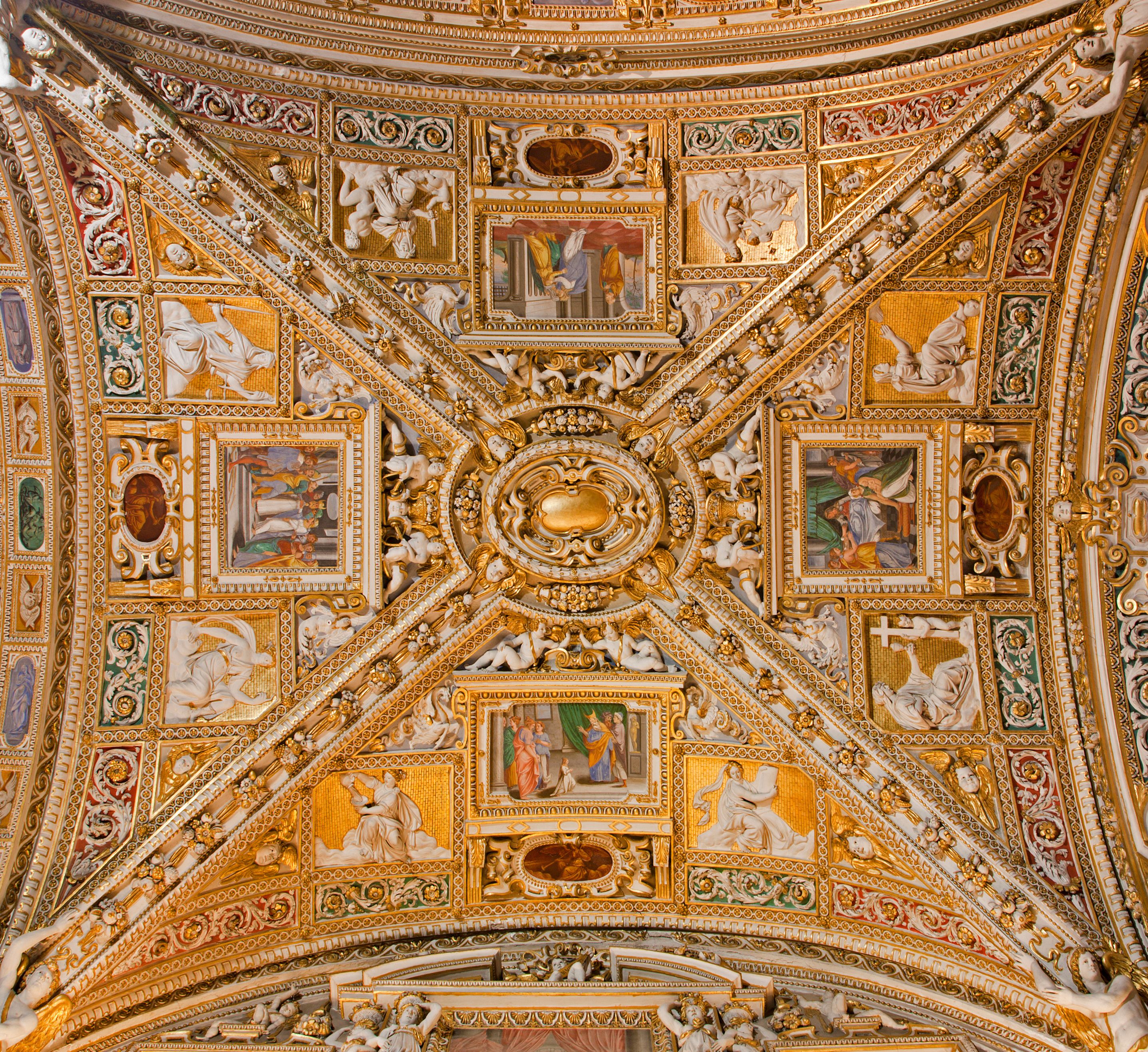Bergamo - Ceiling of side nave from cathedral