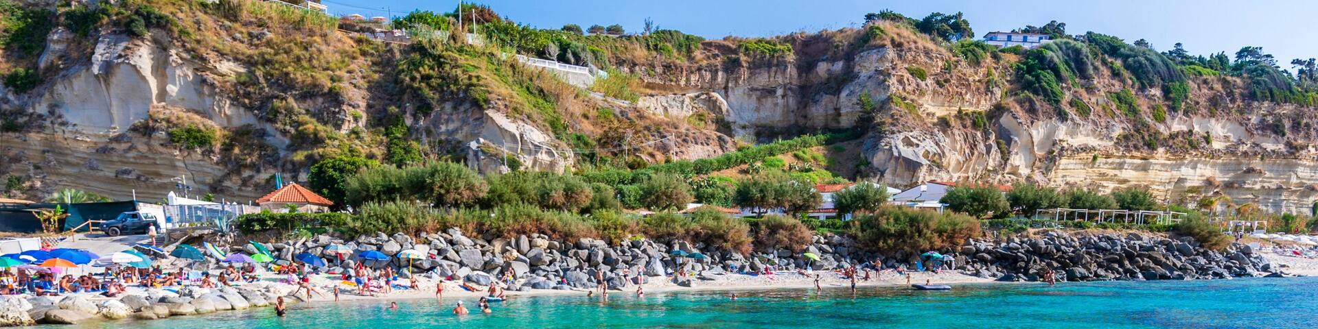 Spiaggia di Riaci - paradise beach and coast scenery at Santa Domenica, travel destination in Italy
