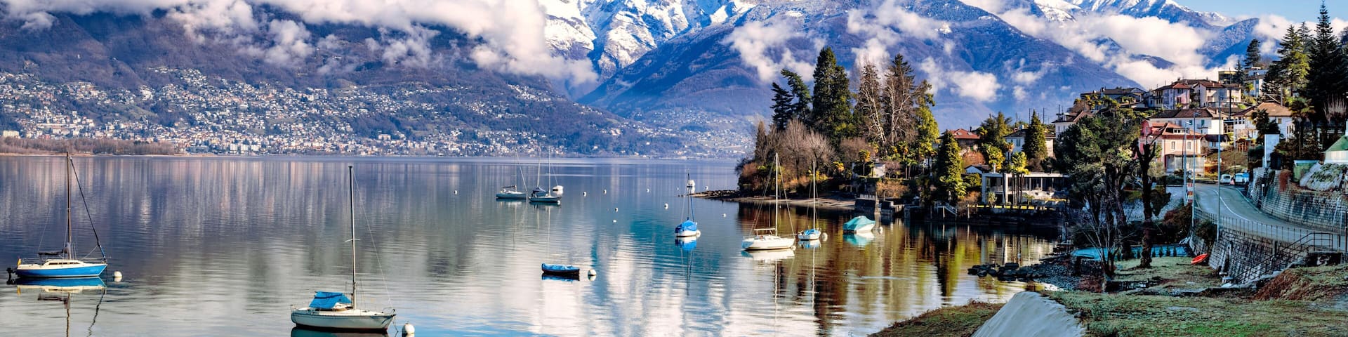 Landscape of Lake Maggiore from Vira Gambarogno, Switzerland