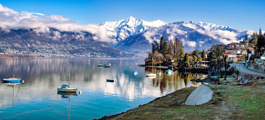 Landscape of Lake Maggiore from Vira Gambarogno, Switzerland