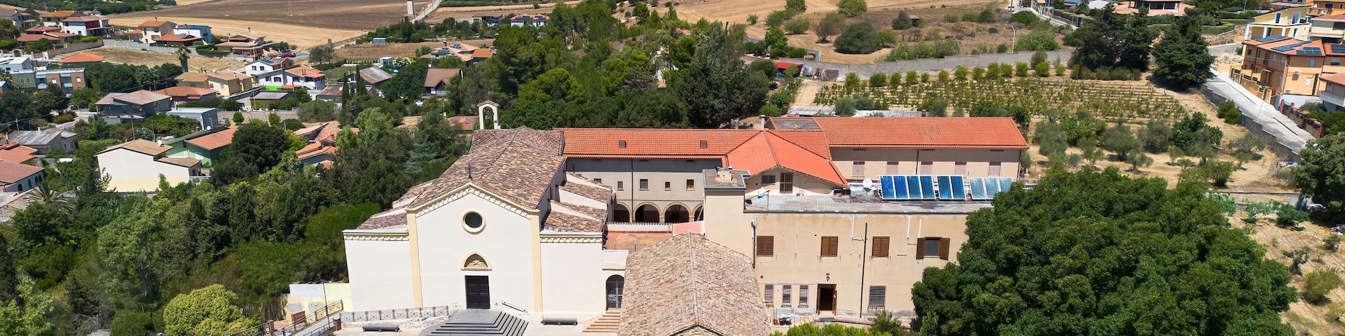 Aerial view of the Capuchin Convent and Church in Sanluri, Sardinia, Italy