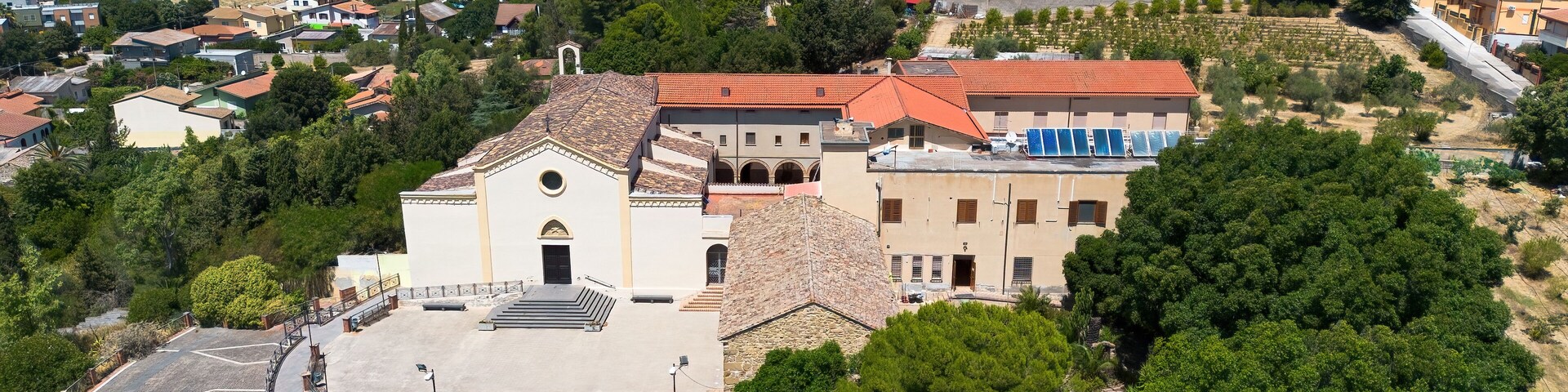 Aerial view of the Capuchin Convent and Church in Sanluri, Sardinia, Italy