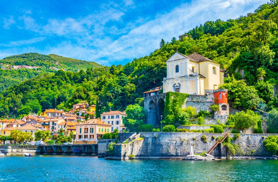 Lakeside view of Maccagno con pino e veddasca, Italy