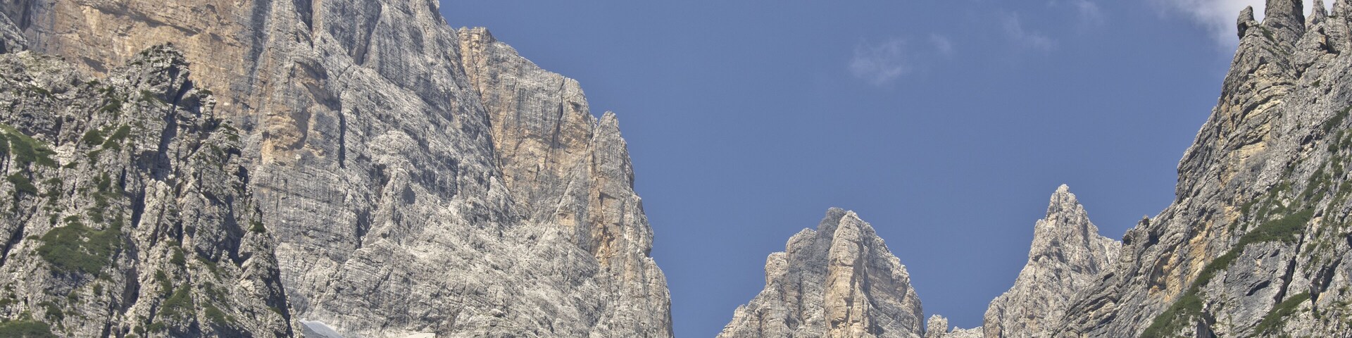 Cima Brenta massif with Cima Sella, as seen from Rif. Croz dell Altissimo, Brenta Dolomites, Molveno, Trentino, Italy