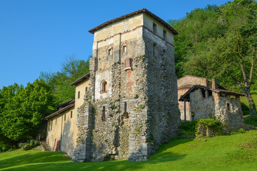 Ancient monastery of Torba (8th century), Gornate Olona, Italy. A monumental Longobard complex, together with the neighbor archaeology park of Castelseprio that is a UNESCO World Heritage Site