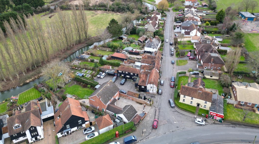 Fyfield , village centre Essex UK Drone, Aerial, view from air, birds eye view, .