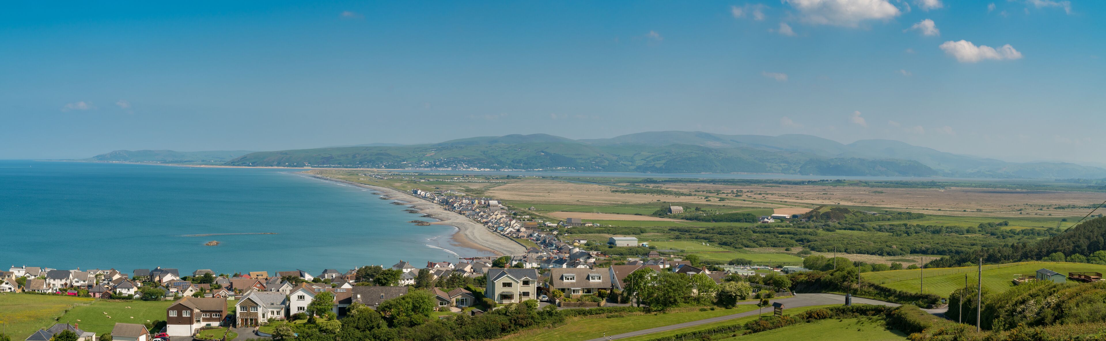 View towards Borth, Wales, UK