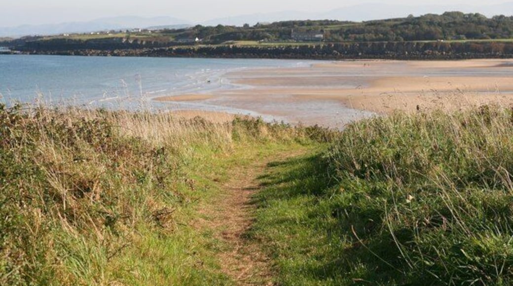 Isle of Anglesey Coastal Path The path here heads down to the car parks near the beach.