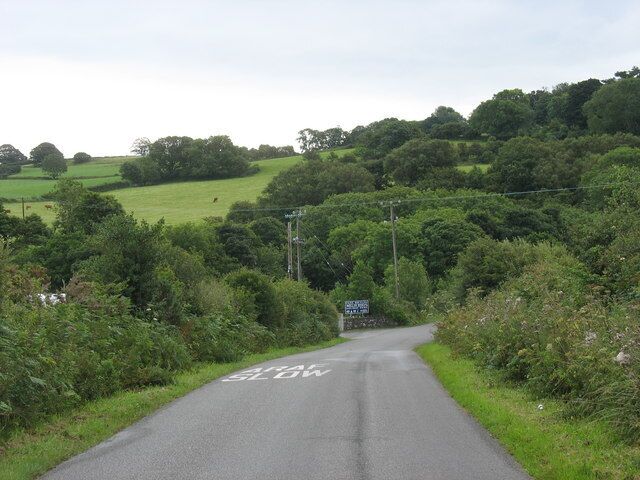 Downhill run towards the entrance of the Melin Rhos Caravan Park