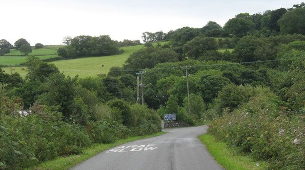 Downhill run towards the entrance of the Melin Rhos Caravan Park