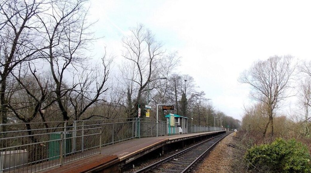 Fernhill railway station. Viewed from a level crossing. Fernhill is a single-track, single-platform station on the Aberdare Branch of the Merthyr Line, between Mountain Ash station and Cwmbach station.