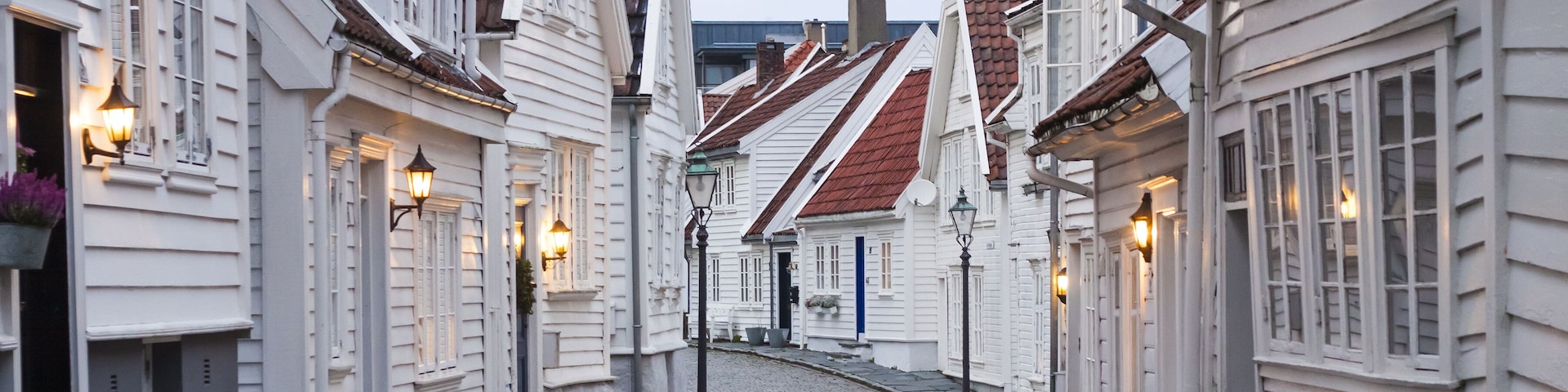 Traditional wooden houses in Stavanger historical city center, Norwegian architecture, Norway