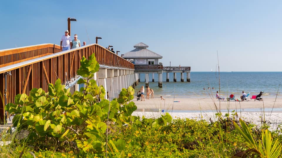 Fishing Pier Fort Myers Beach which includes a beach and general coastal views