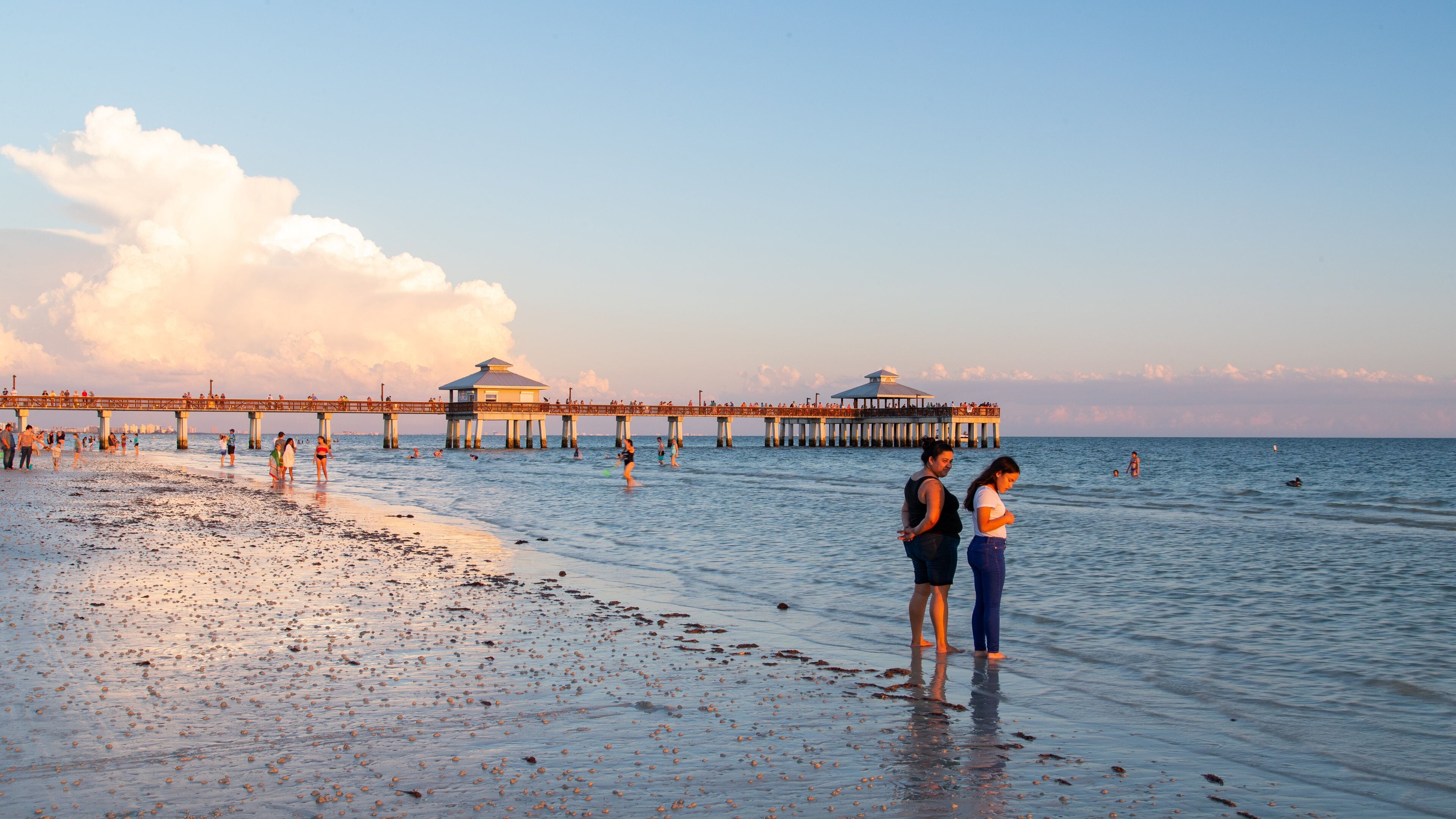 Lynn Hall Memorial Park featuring general coastal views and a sunset as well as a couple