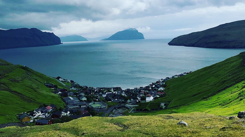Vista of a village. See how stunning the land is here?