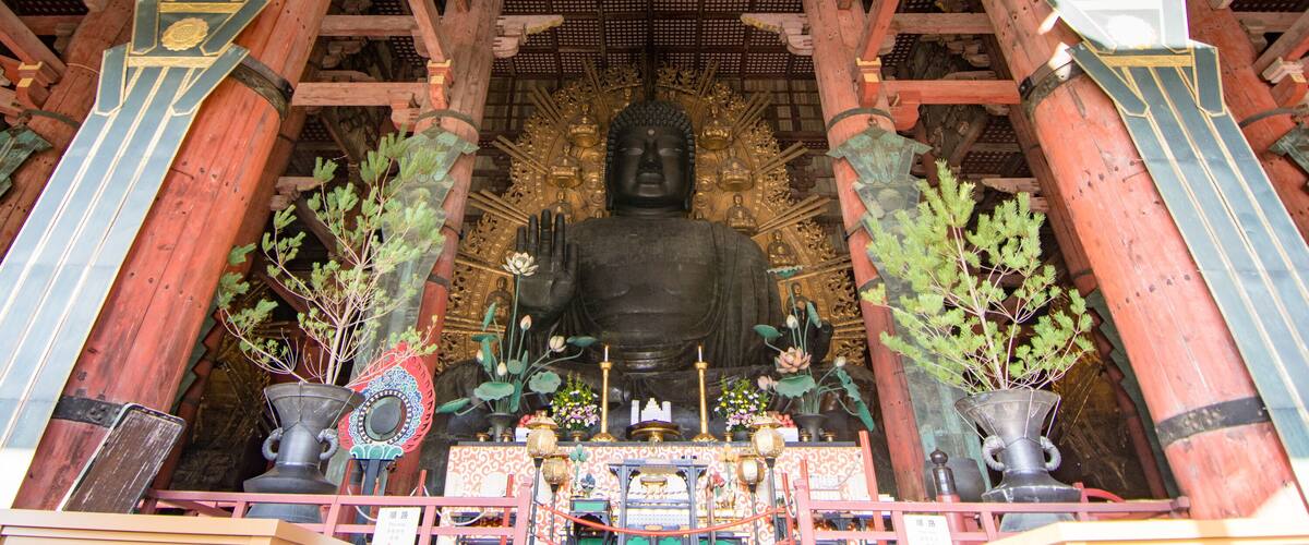 Buddha statue in tōdai-ji temple in nara, japan