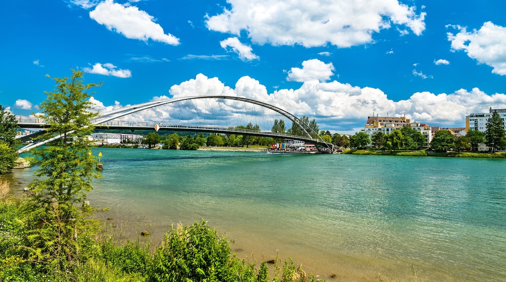 The Three Countries Bridge over the Rhine between France, Germany and Switzerland near Basel