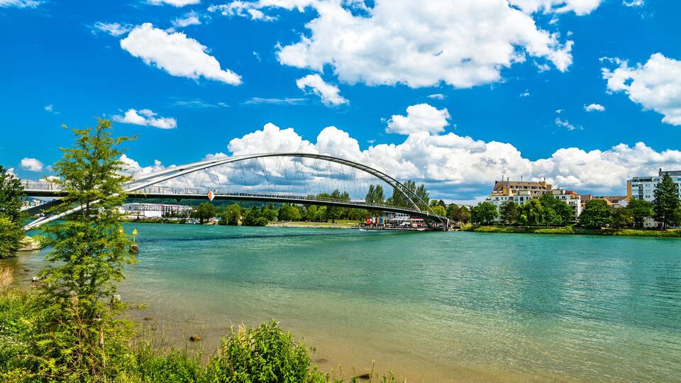 The Three Countries Bridge over the Rhine between France, Germany and Switzerland near Basel