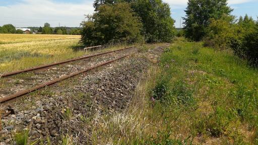 ehemalige Bahnstrecke Fontoy–Audun, Frankreich. Im Hintergrund die D59A.