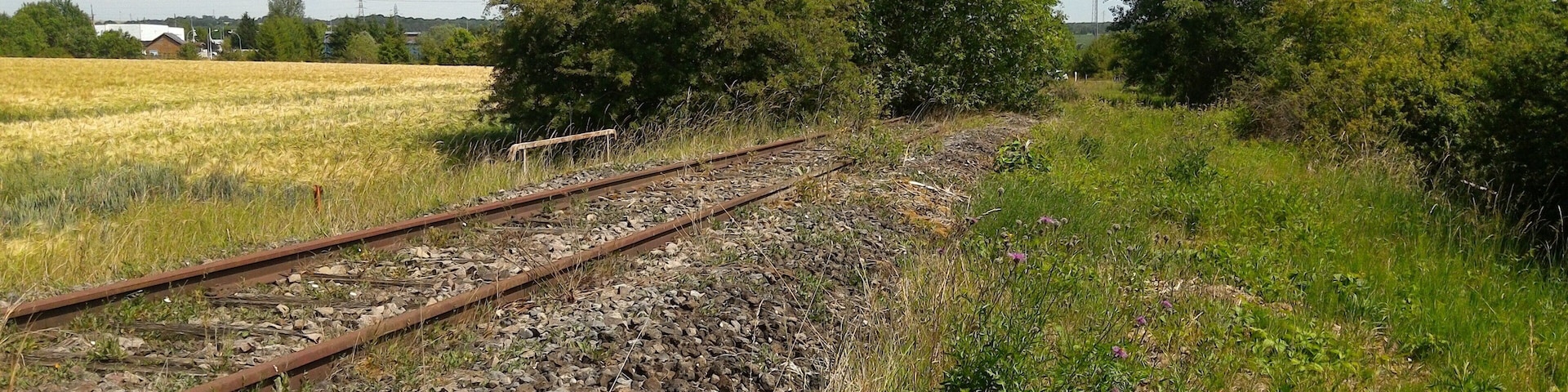 ehemalige Bahnstrecke Fontoy–Audun, Frankreich. Im Hintergrund die D59A.