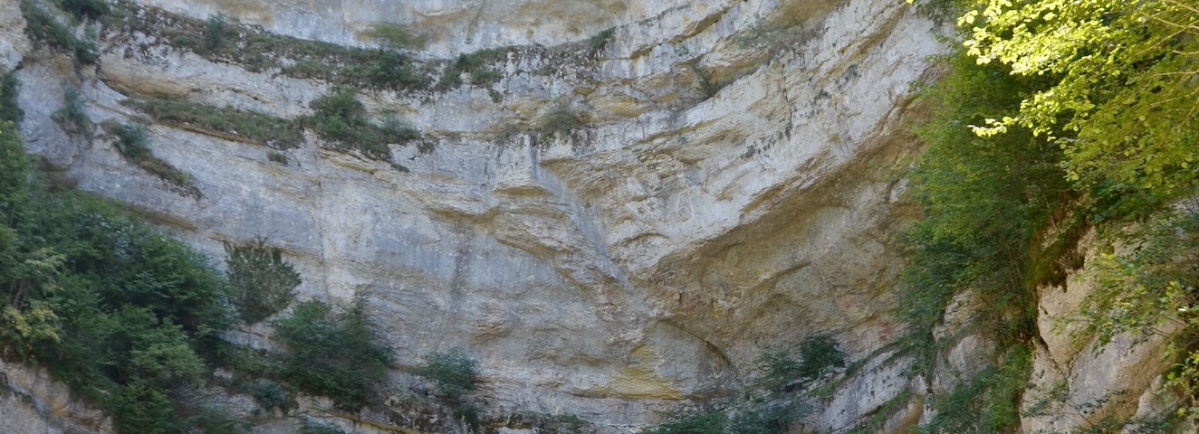 The famous Source de la Loue (Loue river well) in the chalkstone formations
