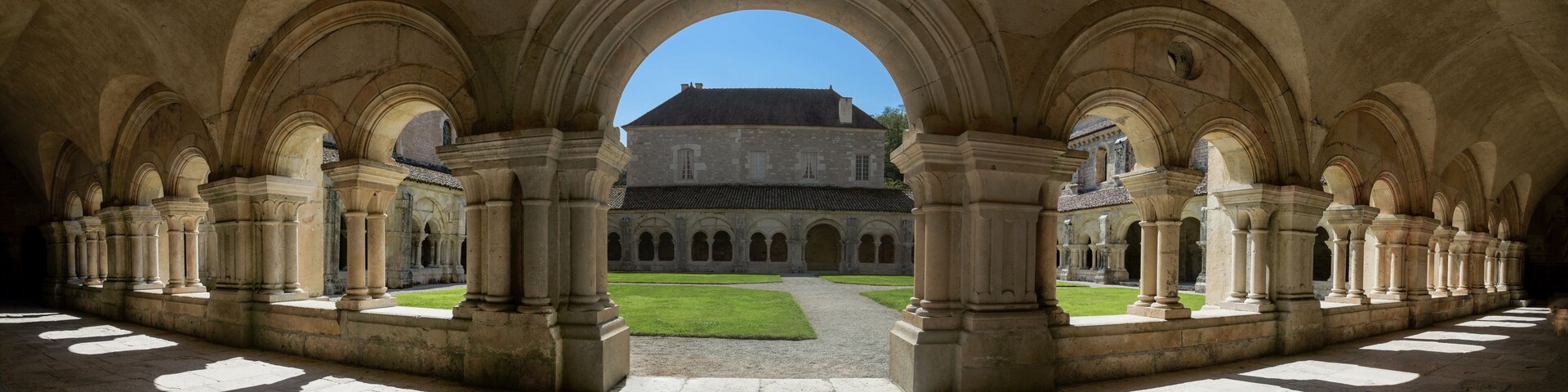 the archade of the fontenay abbey on the town of Montbard