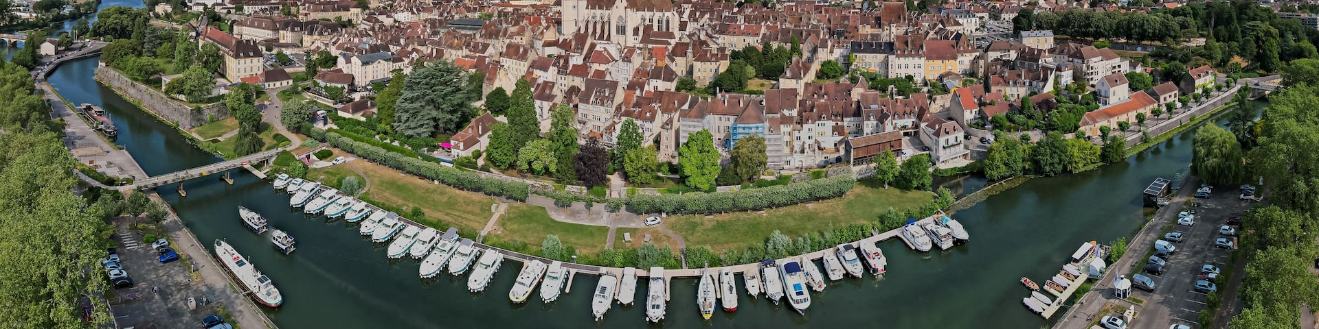 Aerial view of the french city of Dole in the Jura region of France