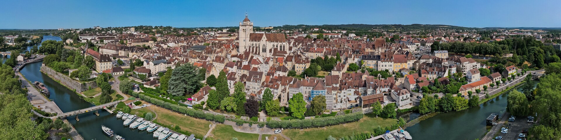 Aerial view of the french city of Dole in the Jura region of France