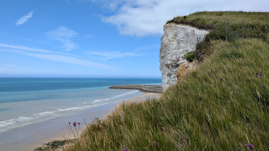 Top View of Chalk Cliffs and the English Channel, Petit-Caux, Normandy, France