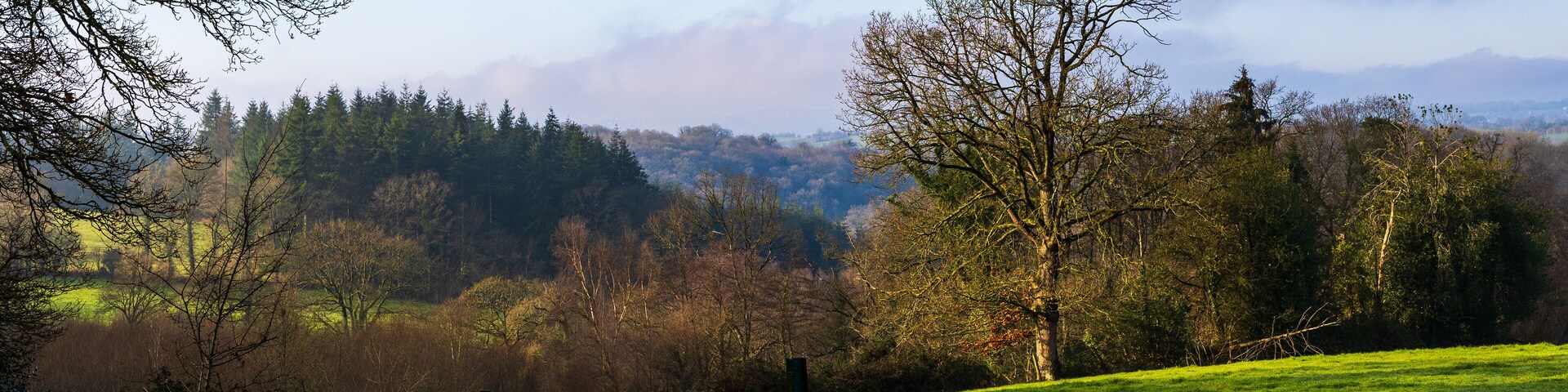 Winter landscape of the Normandy bocage and the Souleuvre Valley from Le Bény-Bocage
