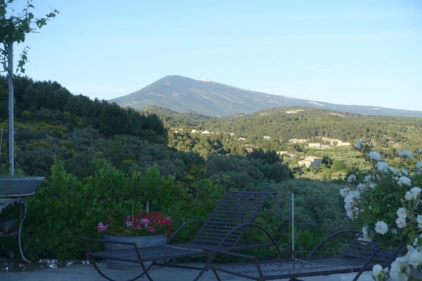 View of Mont Ventoux from our terrace looking West