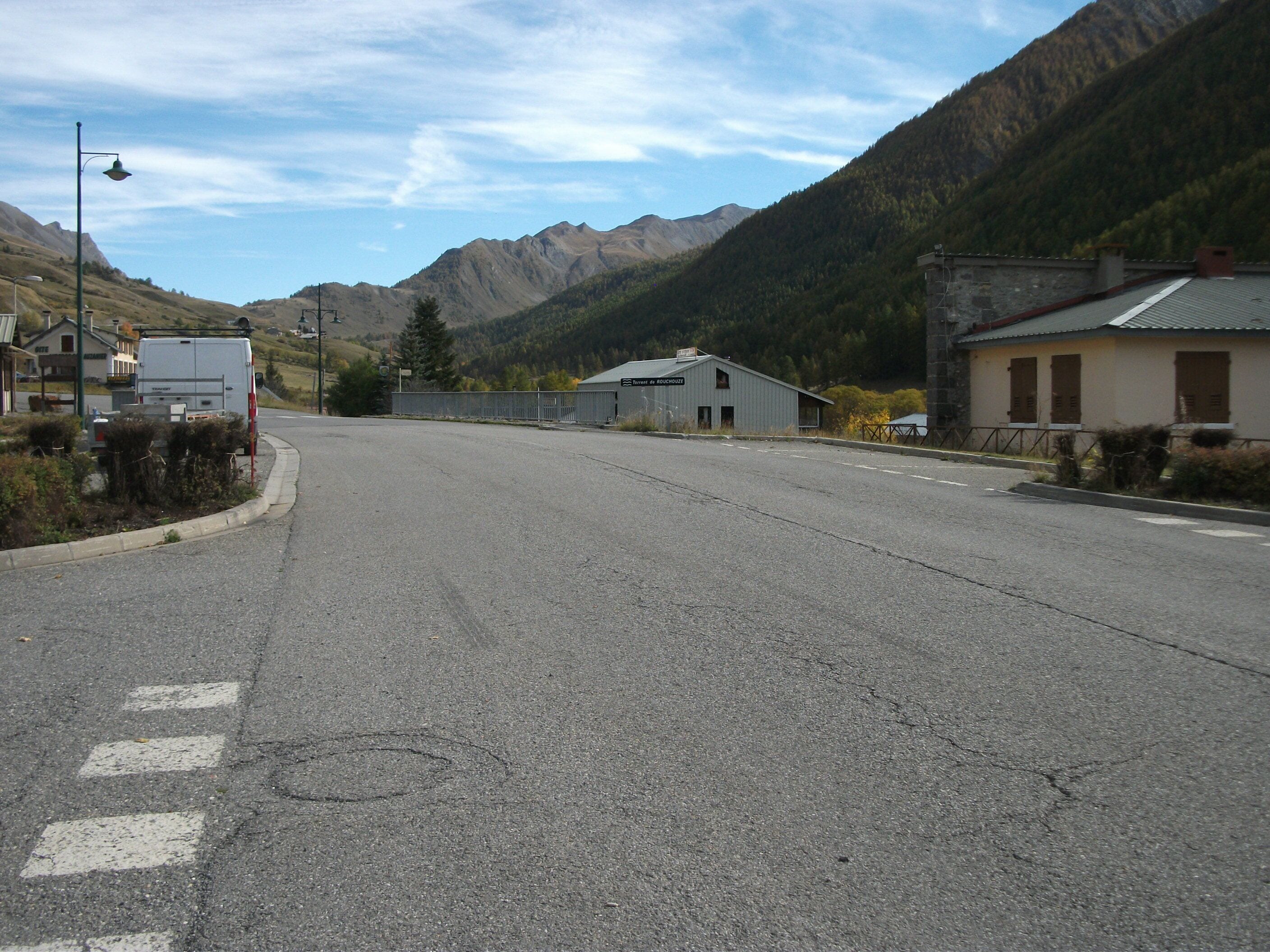 Route départementale 900 (former Route nationale 100) towards Italy, in Larche (Alpes-de-Haute-Provence, PACA, France).