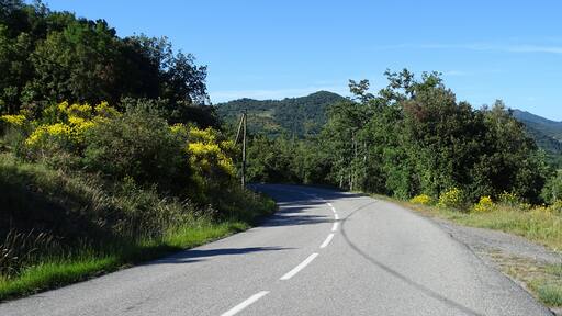 D613 at Col de Bedos, Laroque-de-Fa, Aude, France, south