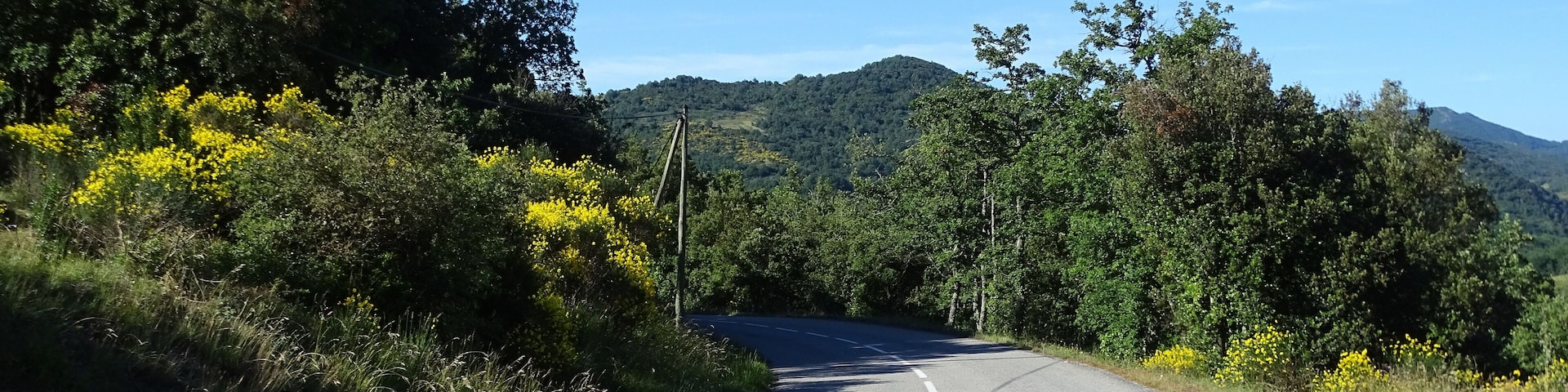 D613 at Col de Bedos, Laroque-de-Fa, Aude, France, south
