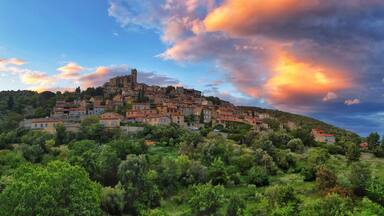 One of France most beautiful villages at sunset. Eus is a picturesque village built into the hills in the pyrenees area of southern France. #village #eus #france #beautiful #roadtrip